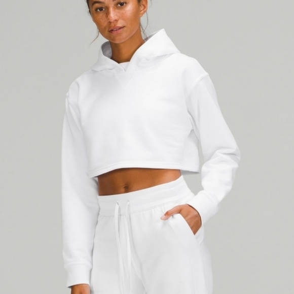 Lululemon athletica All yours hoodie Cropped - sz 18 - wht - Picture 2 of 6
